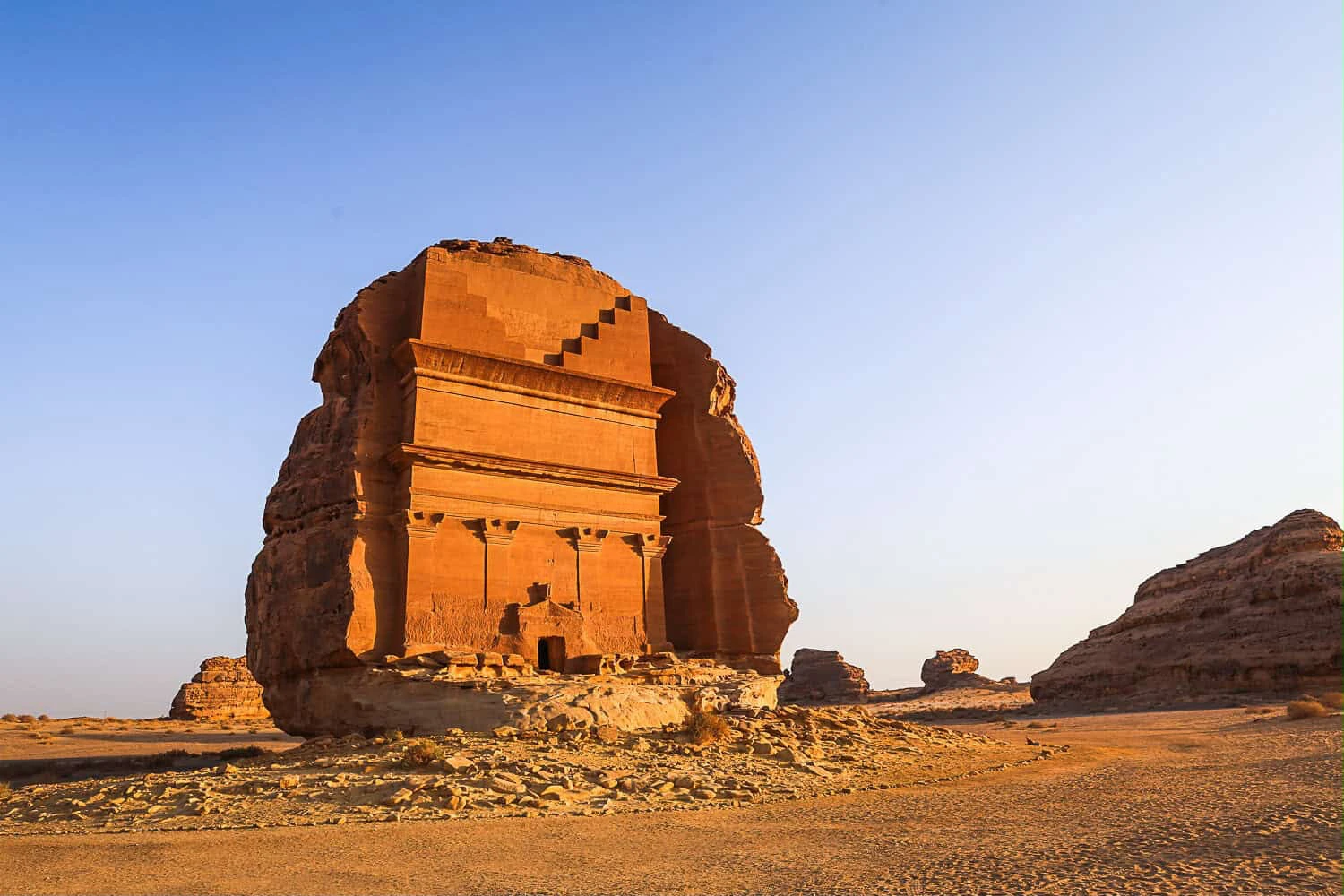 Qasr al-Farid, a Nabataean rock-cut tomb at Hegra in AlUla, Saudi Arabia
